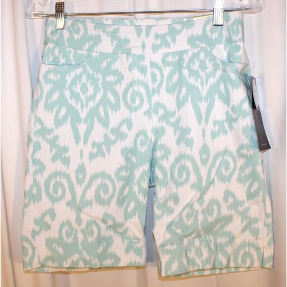 NEW SLIMSATION Golf Walking Shorts Size 8 Ice Blue White Slimming Pull-On - Picture 1 of 4
